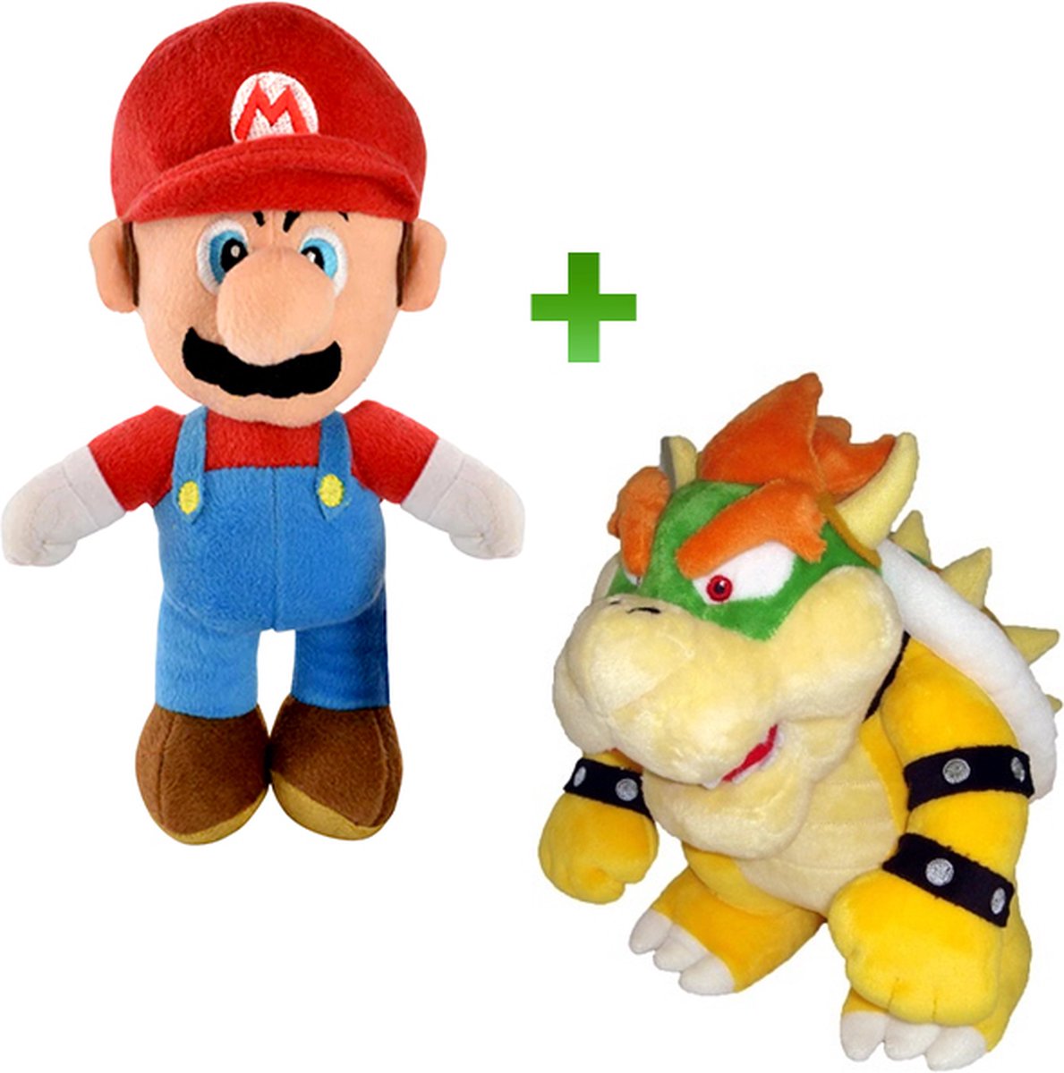 Super Mario Pluche Knuffel 30 cm + Bowser Pluche Knuffel 28 cm {Nintendo Plush Toy | Speelgoed knuffelpop voor kinderen jongens meisjes | Mario, Luigi, Toad, Donkey Kong, Yoshi, Bowser, Peach}